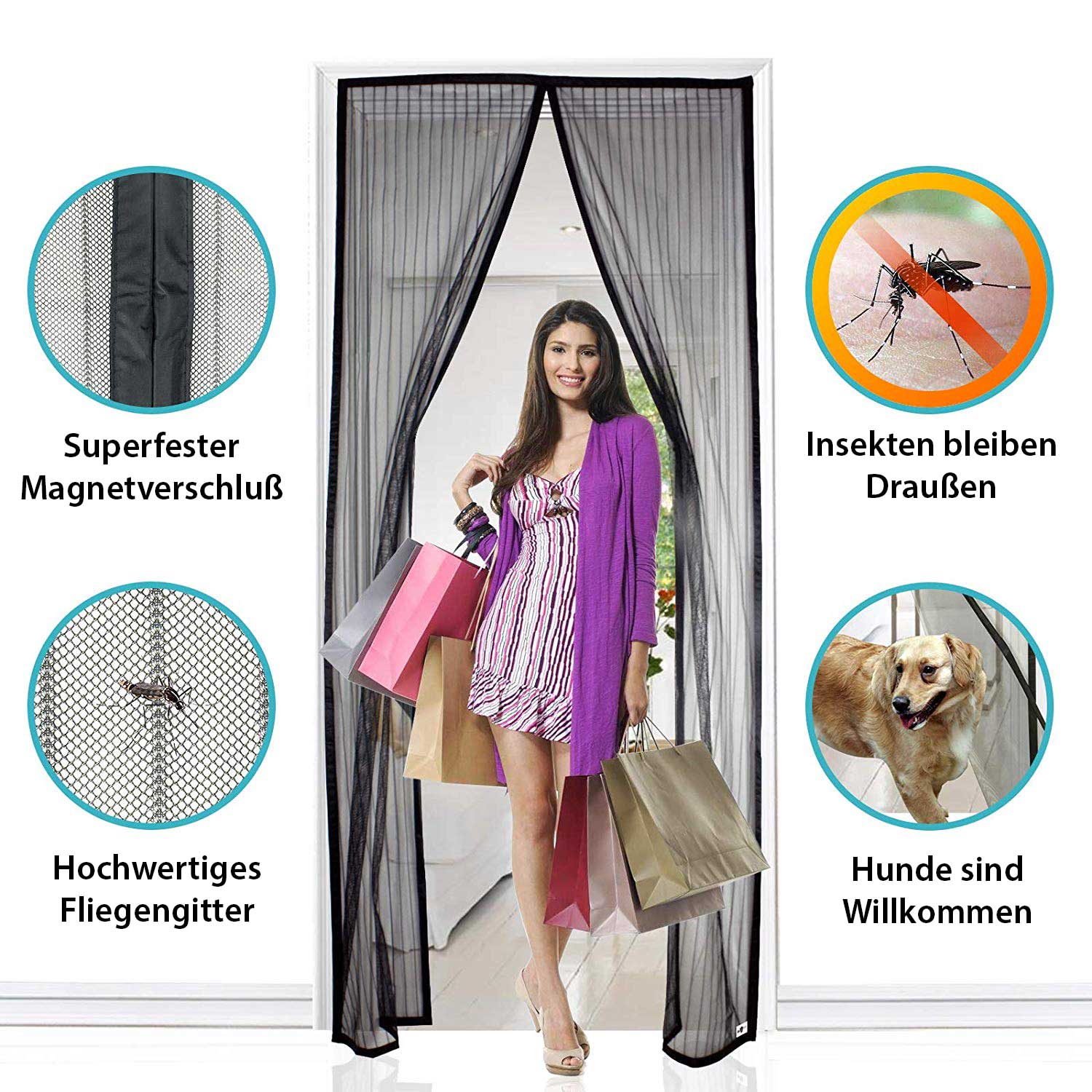 Insektenschutz Tür Magent Vorhang Fliegen Gitter Klettband